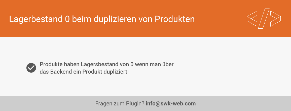 Zero Lagerbestand bei duplizieren